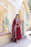 Traditional Elegance Anarkali Gown And Dupatta Set -WOMEN FASHION Rani Pink / S women's fashion mart