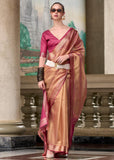 Light Pink Woven Banarasi Tissue Silk Saree
