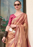 Light Pink Woven Banarasi Tissue Silk Saree