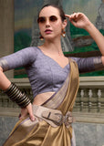 Safari Brown Woven Banarasi Tissue Silk Saree