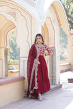 Traditional Elegance Anarkali Gown And Dupatta Set -WOMEN FASHION Rani Pink / S women's fashion mart