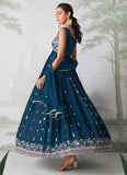 Elegant Teal Blue Embroidered Designer Anarkali Suit - women's fashion mart