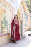 Traditional Elegance Anarkali Gown And Dupatta Set -WOMEN FASHION Rani Pink / S women's fashion mart