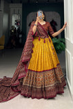 Bandhej With Ajarakh Print Silk Lehenga Choli - women's fashion mart