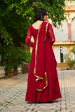 Ethnic Stylish Crafted Multi Thread Embroidered Work Gown With Dupatta Set