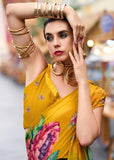 Golden Yellow Printed Georgette Saree