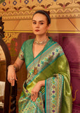 Bright Lime Green Kanjivaram  Saree