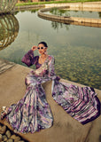 Magic Purple Satin Crepe Printed Silk Saree