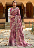Wine Purple Woven Banarasi Designer Silk Saree With Embroidered Blouse