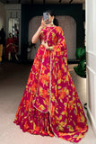 Floral Marble Print Lehenga Choli Set For Women