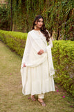 Ethereal Marble Refined Foil Work Anarkali Set With Flowing Dupatta