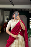 Festive Elegant Dola Silk Lehenga Choli With Red Dupatta