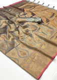 Copper Grey Dual Tone Woven Banarasi Brocade Saree