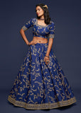 Princess Blue Georgette Embroidered Lehenga With Net Dupatta