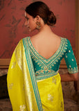 Blazing Yellow Woven Banarasi Designer Silk Saree With Embroidered Blouse