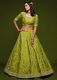 Green Glow Georgette Embroidered Lehenga With Net Dupatta