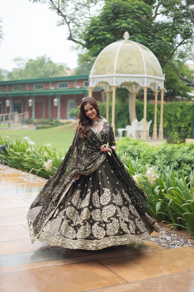 Mehndi Rangoli Designer Heavy Sequins Embroidered Work Lehenga Choli - women's fashion mart