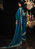 Coral Blue Heavy Embroidered Designer Silk Saree With contrast Blouse