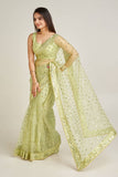 Designer Net Saree With Sequins And Dori Embroidery Work