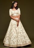 Beautiful Sugar White And Gold Embroidered Lehenga