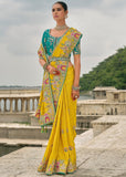 Empire Yellow Designer Embroidered Silk Saree