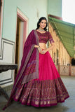Kashmiri Printed Silk Lehenga Choli -WOMEN FASHION Pink women's fashion mart