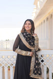 The Perfect Attractive Gown with Dupatta Set -WOMEN FASHION Wine / M women's fashion mart