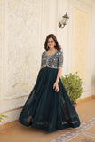 Designer Embroidery Zari Sequins Work Gown Set