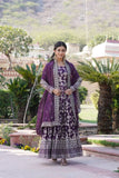 Jacquard With Sequins Embroidered Work Gown & Dupatta Set - women's fashion mart