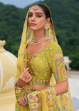 Bright Lime Green Heavy Embroidered Designer Lehenga Set