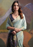 Aqua Blue Woven Cotton Silk Saree