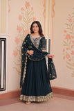 Embroidered Zari Sequins Work Festival Special Gown With Dupatta