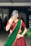 Beautiful Narayan Pet Cotton Zari Weaving Work Lehenga Choli