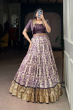 Handcrafted Tasar Silk Printed With Viscose Border Lehenga Choli