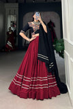 Maroon Plain With Patola Print Pure Rayon Lehenga Choli -WOMEN FASHION Default Title women's fashion mart