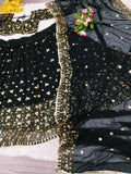 Black Premium Georgette Embellished With Beautiful Embroidery Work , Heavy Sequins Work Lehenga - INSPIRED | Ready To Wear  women's fashion mart