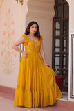 Stunning Sequins Multi Tread Beads Embroidered Work Women Gown