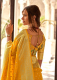 Vibrant Yellow Woven Banarasi Soft Silk Saree