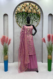 Flamingo pink color sequence embroidery work on jimmy choo suit -Designer Suit M (38" inches) / Pink women's fashion mart
