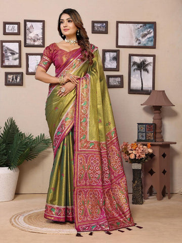 Presenting Tissue Silk Perrot Color Saree