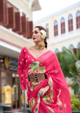 Pristine and Iconic Dusty Pink Pure Georgette Printed Saree - women's fashion mart