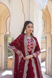 Traditional Elegance Anarkali Gown And Dupatta Set -WOMEN FASHION Rani Pink / S women's fashion mart