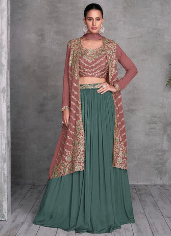Marvelous And Outstanding Embroidered Jacket Style Lehenga Choli - women's fashion mart