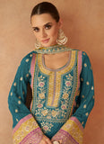 Luxurious and Classic Pure Chinon Embroidered Palazzo Suit - women's fashion mart