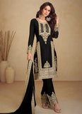 Black Golden Embroidered Pakistani Pant Style Suit - women's fashion mart