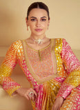Radiant Yellow and Peach Multi Embroidered Anarkali Gown - women's fashion mart