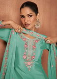 Outstanding Designer Embroidered Party Wear Sharara Suit - women's fashion mart