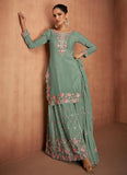 Outstanding Designer Embroidered Party Wear Sharara Suit - women's fashion mart