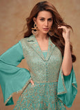 Designer and Exquisite Embroidered Peplum Style Palazzo Suit - women's fashion mart