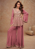 Designer and Exquisite Embroidered Peplum Style Palazzo Suit - women's fashion mart